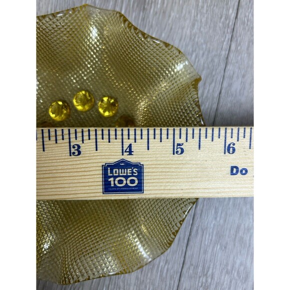 Set Of 3 Vintage Amber Gold Ruffled Edge Waffle Bowls Colony Glass? 7” And 5” - Picture 8 of 9